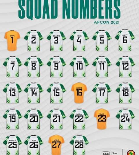 Afcon 2021 super eagles squad numbers