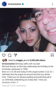 Kim Kardashian with dad on birthday