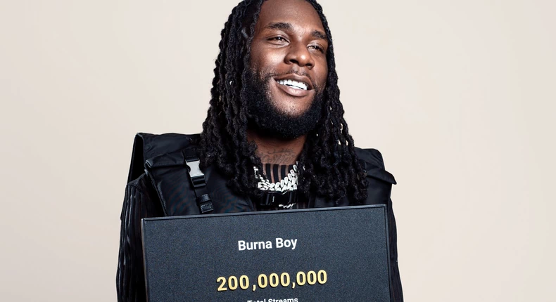 Burna boy hits 200 million streams on Boomplay