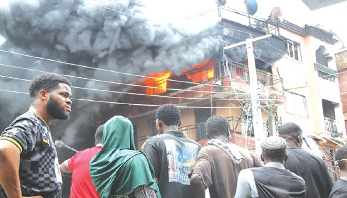 Fire destroys 14 Lagos market buildings, four structures collapse