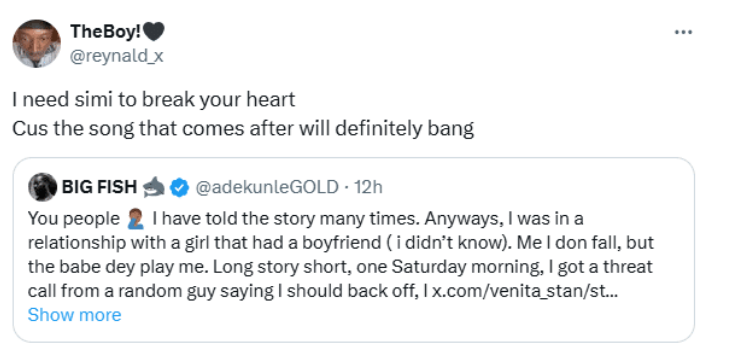 Adekunle Gold's Epic Response to Fan Wishing for Simi to Break His Heart1