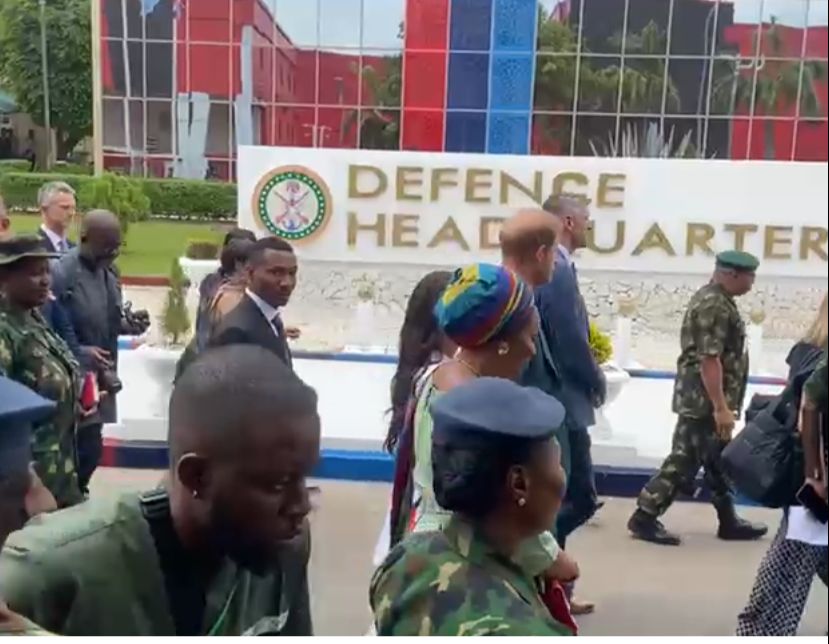 Prince Harry, Meghan arrive Nigeria Defence Headquarters 