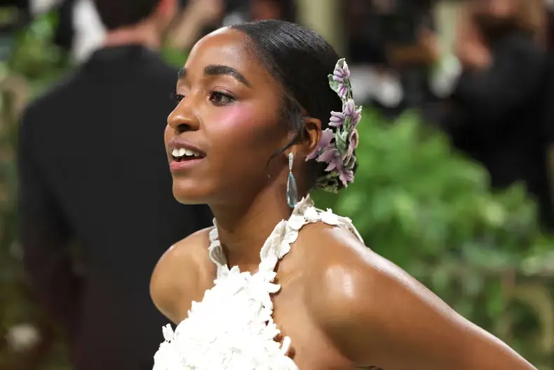 Ayo Edebiri graces The 2024 Met Gala, themed "Sleeping Beauties: Reawakening Fashion," held at The Metropolitan Museum of Art on May 6, 2024, in New York City. (Photo by Kevin Mazur/MG24/Getty Images for The Met Museum/Vogue)