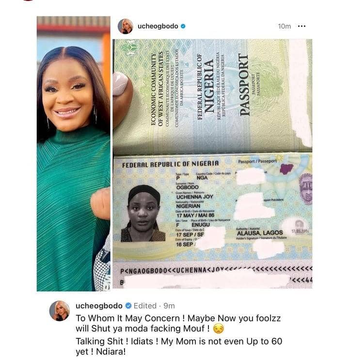 Actress Uche Ogbodo’s ID Card Confirms She’s 38 years old instead