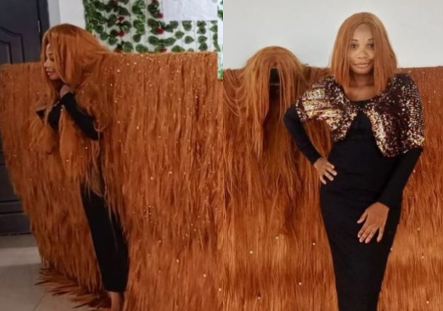 Guinness World Record: Nigerian lady makes history, sets record for the widest wig