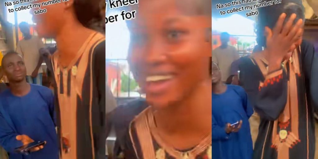 Nigerian Man Goes Viral After Kneeling to Beg Lady for Her Phone Number