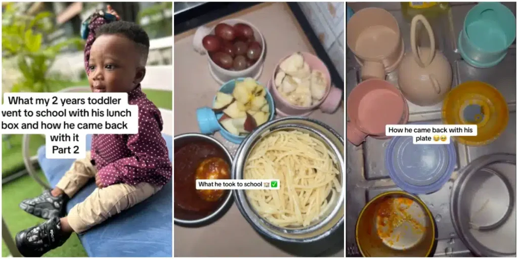 Nigerian Mum Overjoyed as 2-Year-Old Son Returns from School with Empty Flasks After Packing Plenty of Food for Him