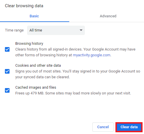 clear browsing data