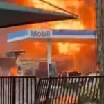 Fire Engulfs Mobil Filling Station in Lagos