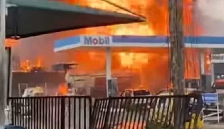 Fire Engulfs Mobil Filling Station in Lagos