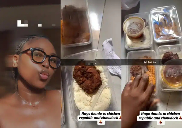 Nigerians Surprised as Lady Buys Full Plate of Rice and Chicken for ₦1k Despite Economic Hardship