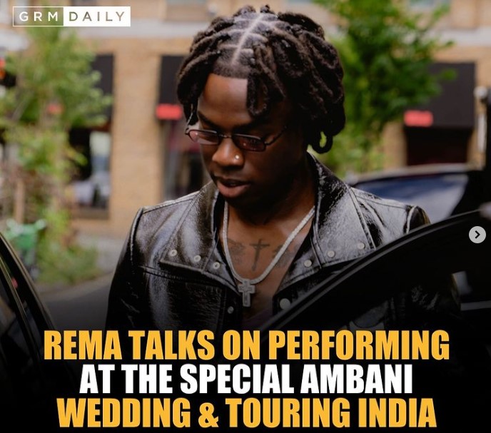 Rema stylishly reacts to rumors of being paid N4.5b to perform at Indian wedding1