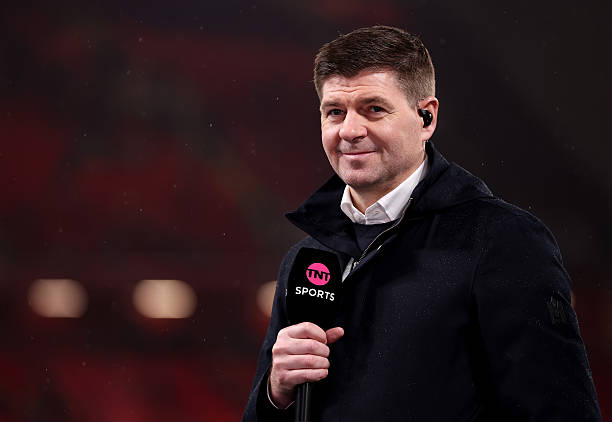 LIVERPOOL, ENGLAND - JANUARY 31: Steve Gerrard, Former Liverpool FC player is seen presenting for TNT Sports prior to the Premier League match between Liverpool and Newcastle United at Anfield on January 31, 2026 in Liverpool, England. (Photo by Kate McShane/Getty Images)