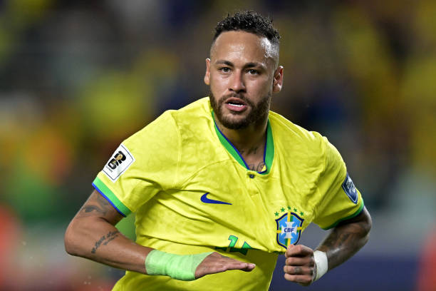 BELEM, BRAZIL - SEPTEMBER 08: Neymar Jr. of Brazil celebrates after scoring the fourth goal of his team during a FIFA World Cup 2026 Qualifier match between Brazil and Bolivia at Mangueirao on September 08, 2023 in Belem, Brazil. (Photo by Pedro Vilela/Getty Images)