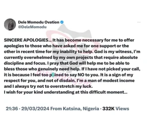 Media personality Dele Momodu sends a Heartfelt message to those billing him amid harsh economy 2 Dele Momodu sends a Heartfelt message instagram
