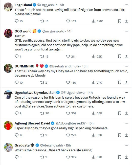 Customers Worry as CBN Stops Opay, Palmpay, Kuda Bank, and Moniepoint from Opening New Accounts 3 social reply2 (