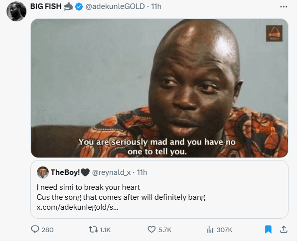 Adekunle Gold's Epic Response to Fan Wishing for Simi to Break His Heart 3 adekunle n simi