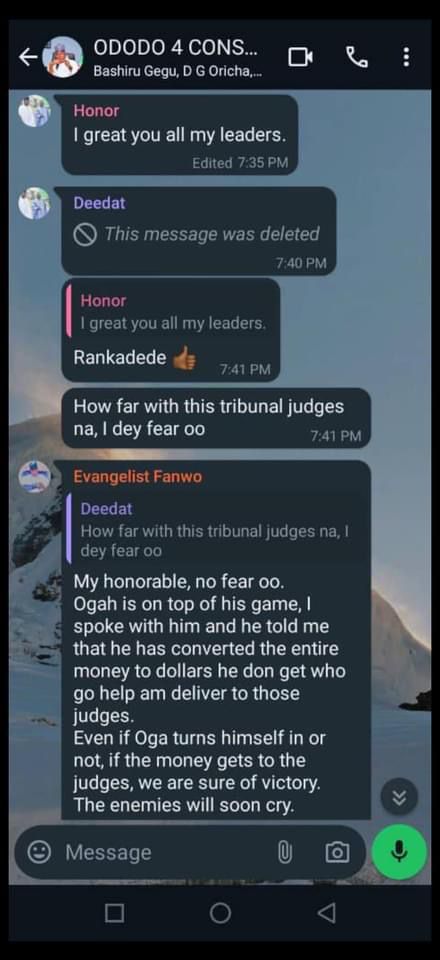 EXCLUSIVE: Leaked WhatsApp Chats Show Fleeing Kogi Ex-Governor, Yahaya Bello Is Plotting To Bribe Judges With Wads Of Dollar Bills 4 WhatsApp Image 2024 05 02 at 07.15.28 992960a2