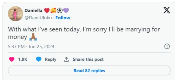 CHIVIDO24: Woman Pledges to Marry for Wealth After Seeing Chioma and Davido's Wedding 2 CHIVIDO24: Woman Pledges to Marry for Wealth After Seeing Chioma and Davido's Wedding1