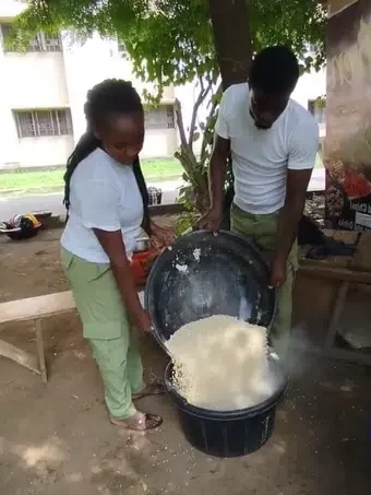 Two Corpers who are couples establish akara business at Unibadan
