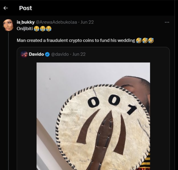 Lady Accuses Davido of Using Fraudulent Crypto Coins to Fund Wedding 3 Lady Accuses Davido of Using Fraudulent Crypto Coins to Fund Wedding2