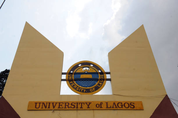 Logo of the University of Lagos. The University of Lagos, aka Unilag, founded in 1962 is a federal government university with a main campus located at Akoka, Yaba, and a college of medicine located at Idi-Araba in Lagos, southwest Nigeria. AFP PHOTO/loadedvibesng (Photo credit should read loadedvibesng/AFP via Getty Images)