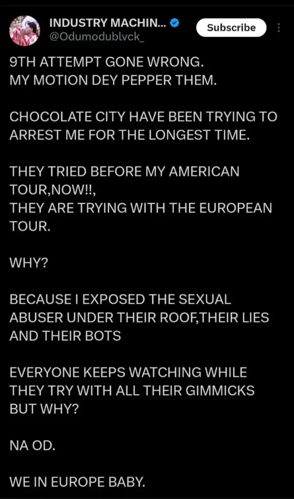 Odumodublvck Alleges Choc City Tried to Disrupt His European Tour With Police Petition 2 IMG 3170